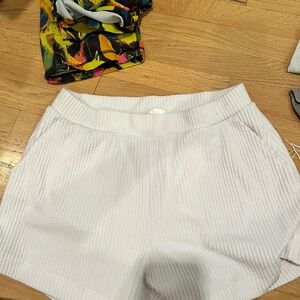 Glyder High Waist White Shorts with Ribbed Texture
